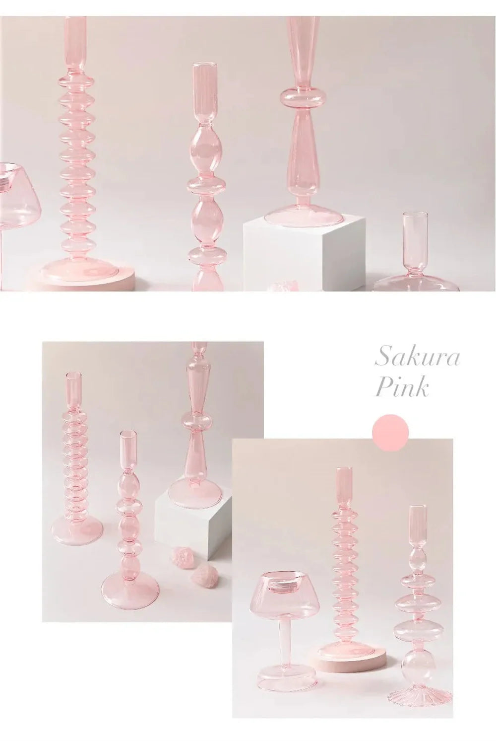 Pink Glass Taper Kerzenhalter