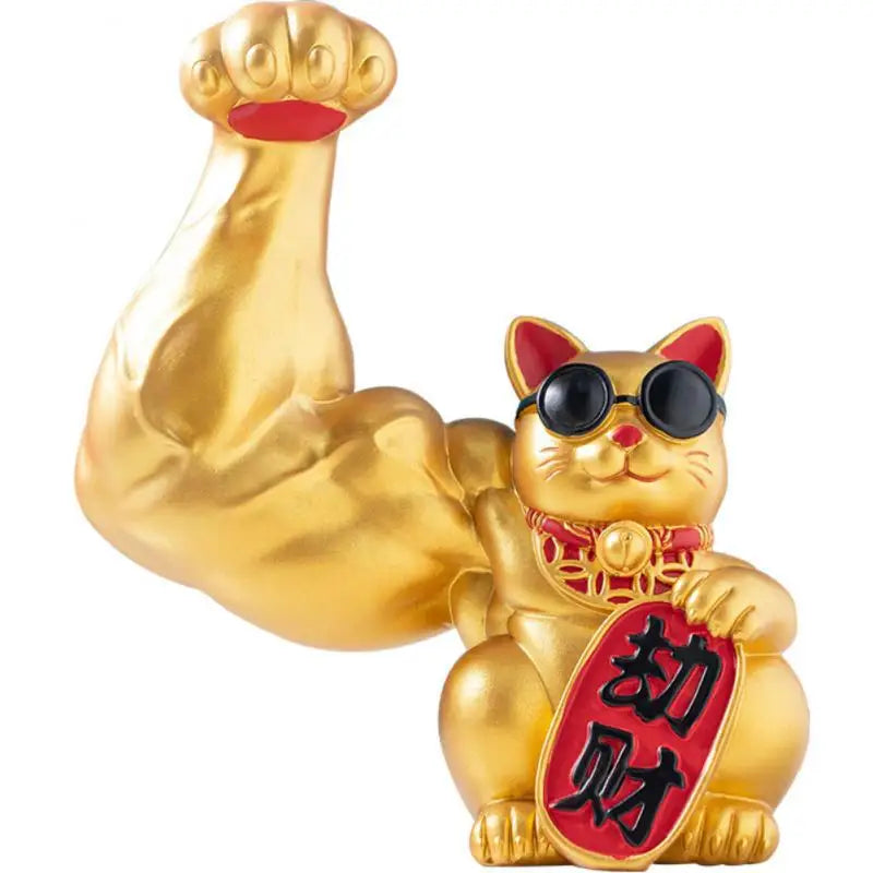 Große Hand, glücklicher Reichtum, winkende Katze, goldfarbene winkende Handkatze, Heimdekoration, willkommene winkende Katze, Skulptur, Statue, Dekor, Auto-Ornament, Shop-Geschenk