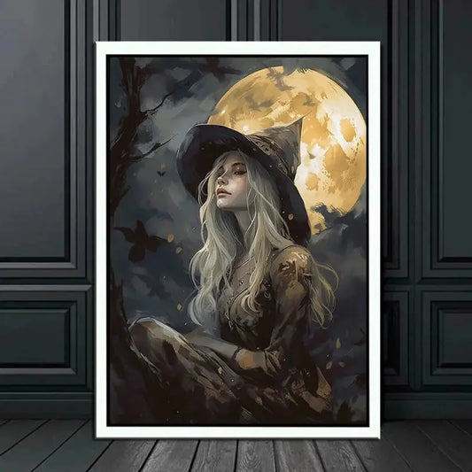 Gothic Dark Wanddekoration Viktorianischer Rabe Hexe Leinwand Öl Poster und Drucke Halloween Hintergrund Wohnzimmer Schlafzimmer Dekoration