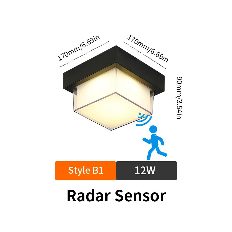 Frendorf | LED Smart Bewegungsmelder Wandlicht – 6W/12W Automatische Notbeleuchtung für Innen- & Außenbereich (Flure, Balkone, Schlafzimmer)