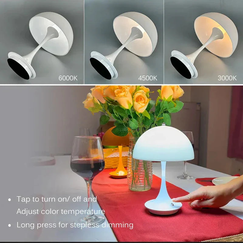 Frendorf | Pilz 3-Farben-Dimmbares Aufladbares LED-Tischlampen