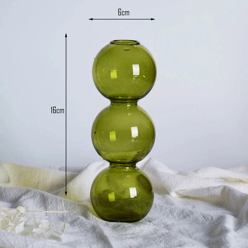 Glasvase Nordisches Wohndekor Blasenvase Kleine Vase auf Bunter Tischdekoration Geschenk Blaue Glasvase