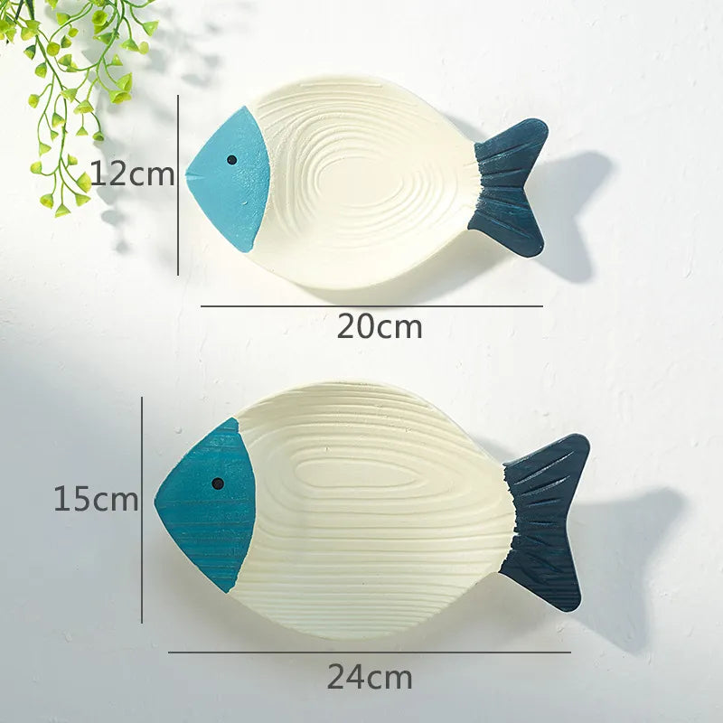 2-teiliges Holzfisch nautische Strand Wanddeko