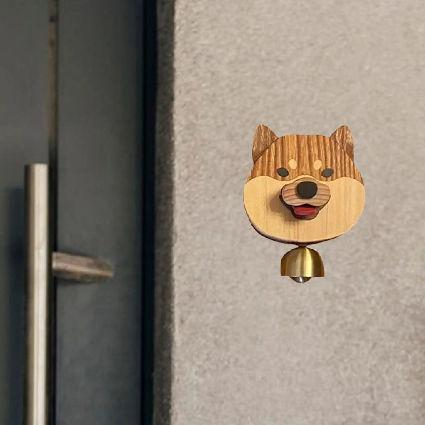 Frendorf | Verspielt Shiba Hund Gesicht Holz Klingel