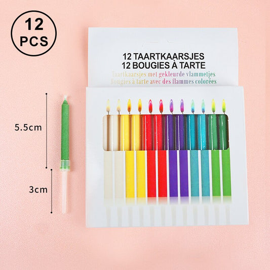 Frendorf | 12 Stück Farbige Flammen Geburtstagskerzen