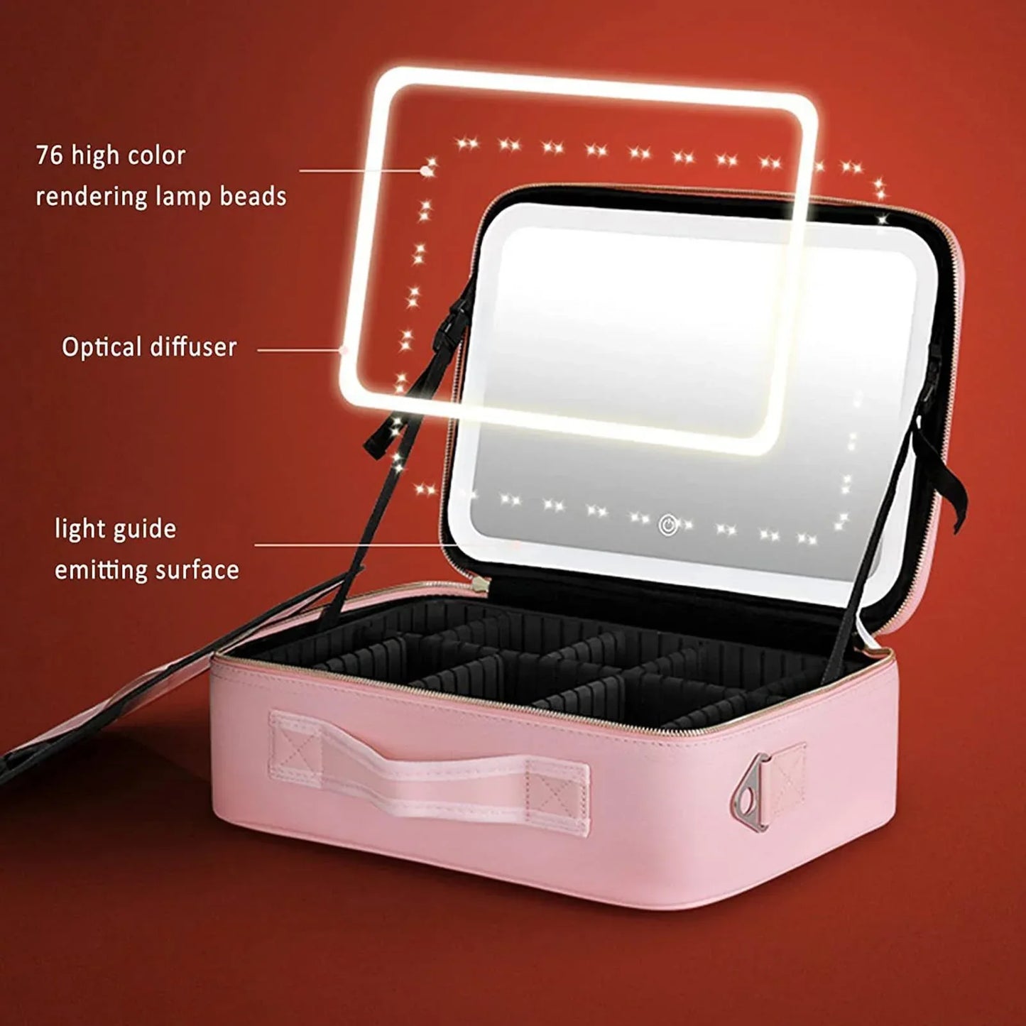 Frendorf | Reise Kosmetiktasche LED Spiegel Make-up Tasche
