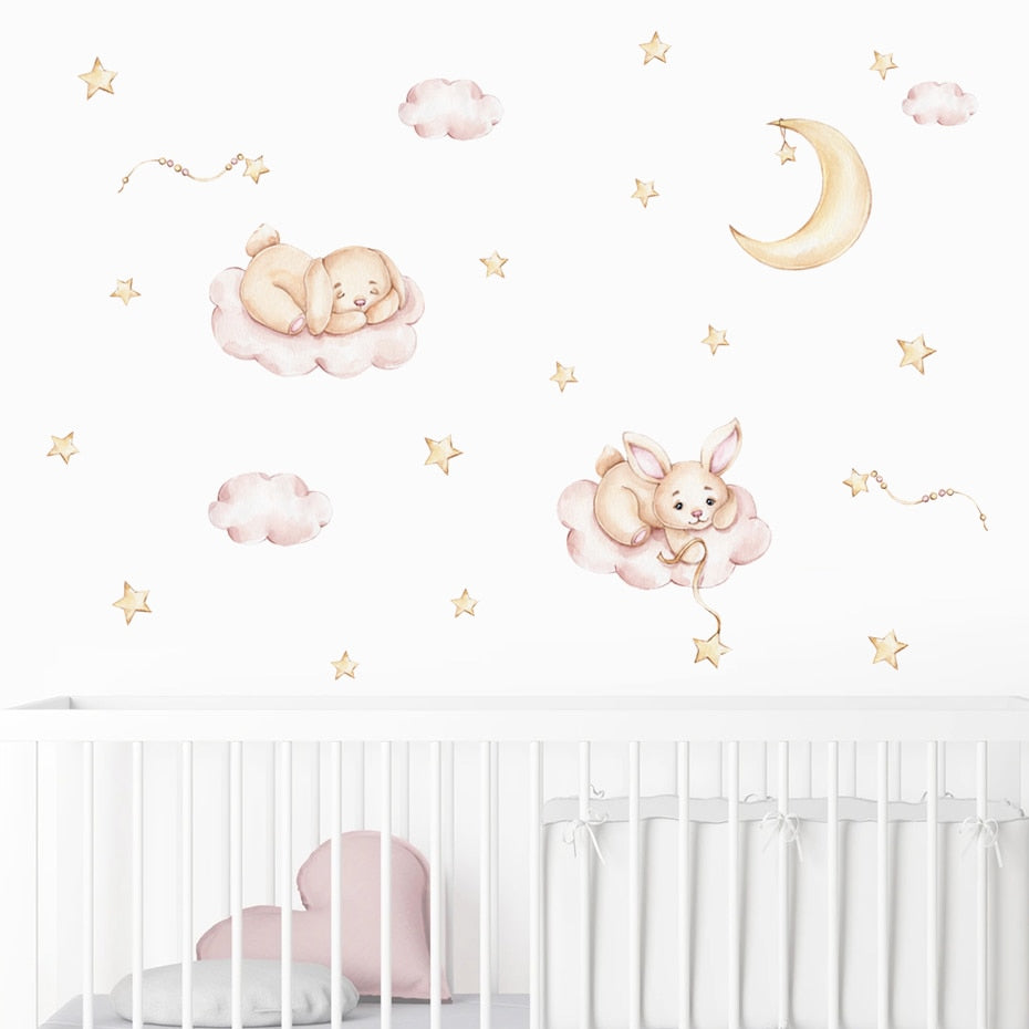 Frendorf | Cartoon Wandtattoos Hase Mond Wolken