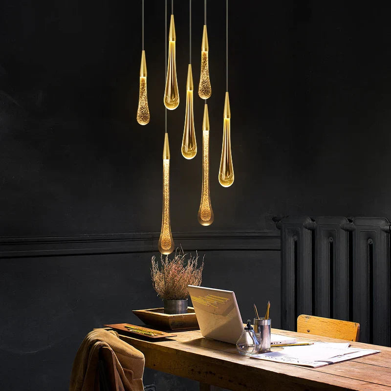 Kristall LED Pendelleuchten: Perfekt für Schlafzimmer, Esszimmer, Bar - Wassertropfen-Kronleuchter, Treppenlampe für die Innendekoration