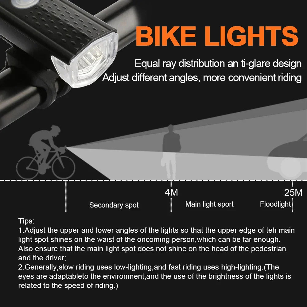 Frendorf | USB Rechargeable Bike Light – Wiederaufladbares Fahrradlicht mit Rücklicht & 3 Lichtmodi für maximale Sichtbarkeit