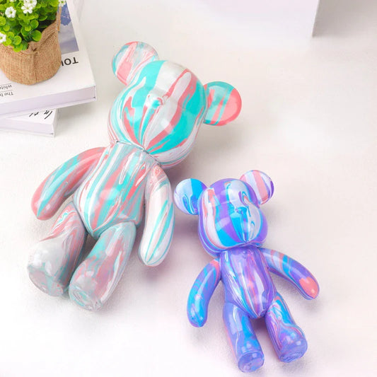 Graffiti Painted Fluid Violent Bear White Body Ornaments DIY Handmade Personalized Model Home Desktop Decoration Accessories New