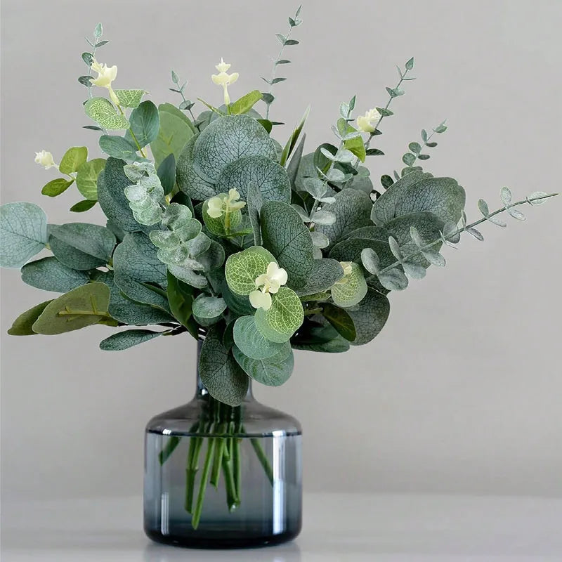 Frendorf | 30 Stück Künstliche Eukalyptusblattstiele – Silbermünzen-Eukalyptus für Hochzeitsblumenarrangements und Wohnkultur