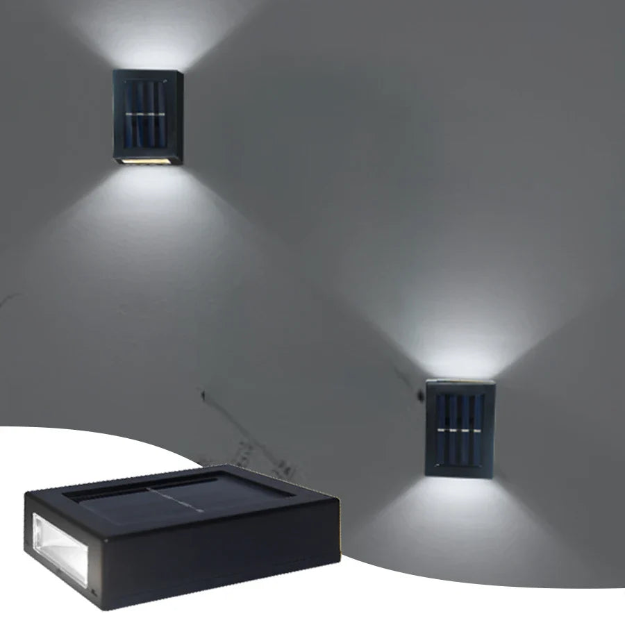 Wasserdichte LED Solar Wandleuchte: Auf- und Abstrahlung für Balkon, Garten, Straße und Landschaft