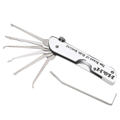 Faltbares 7-in-1 Edelstahl Lock Picking Set: Kompaktes Trainingskit für Anfänger & Profis | Lock Pick Set mit Schlüssel