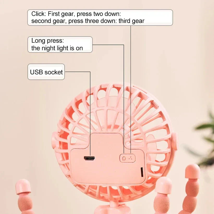 Frendorf | Breziona Mini-Ventilator | 360° Drehbar | USB & Akku | 3 Stufen | Ultrakompakt