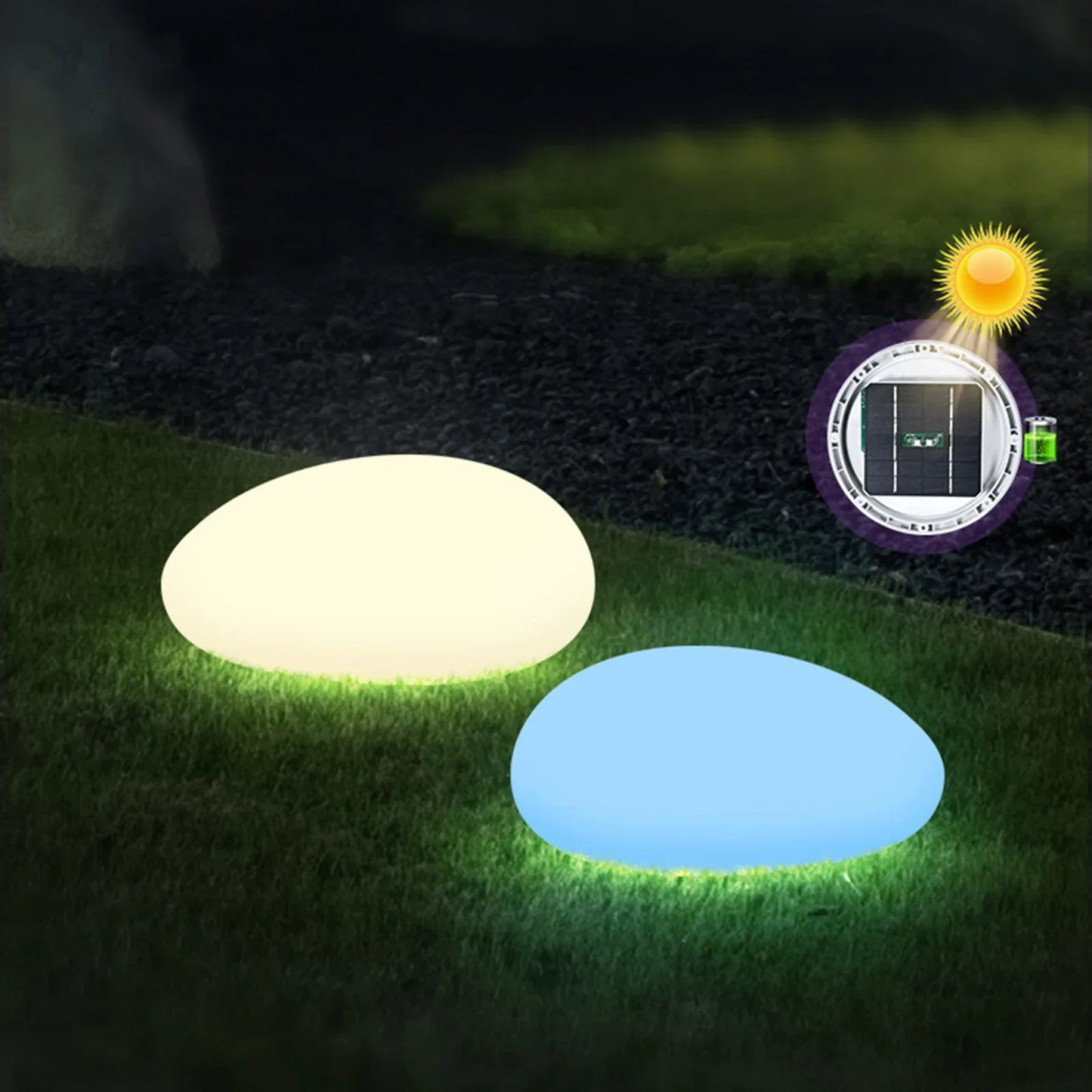 Frendorf | SunStone Solar Gartensteine | LED-beleuchtete Terrassensteine | Solarbetrieben | Nachhaltige Beleuchtung für draußen