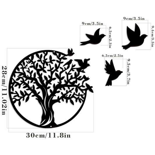 Rundes Wanddekor „Baum“ aus Metall