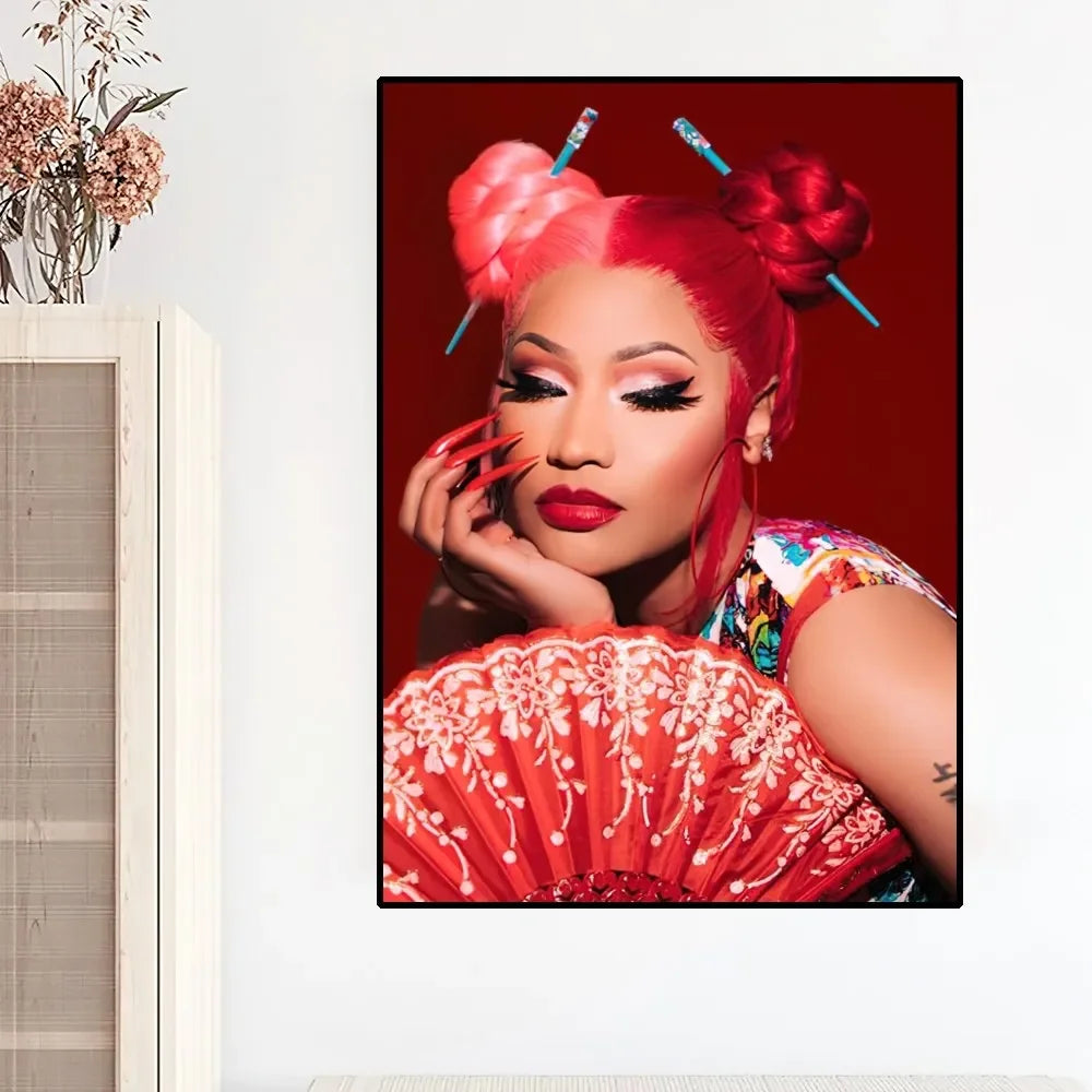 Moderne Pink Ästhetik Wandkunst Sängerin Nicki Mina HD Öl auf Leinwand Poster und Drucke Zuhause Schlafzimmer Wohnzimmer Dekor Geschenke