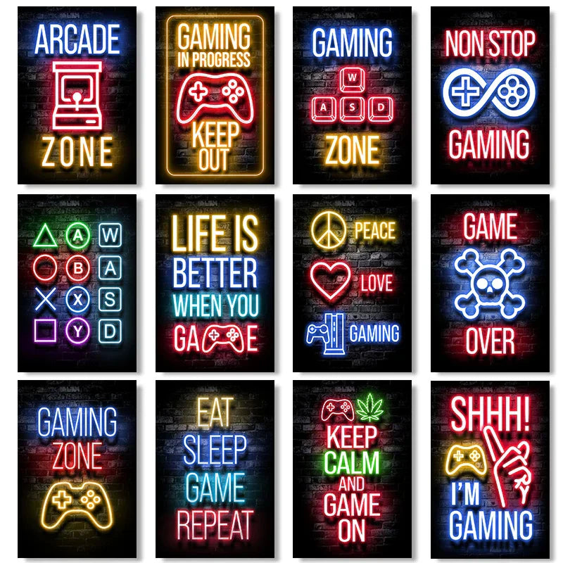 Frendorf | GameVibe Exquisite Gaming Art Poster Leinwanddruck | Hochwertige Wandkunst | Dekoration für Gamer & Spielzimmer