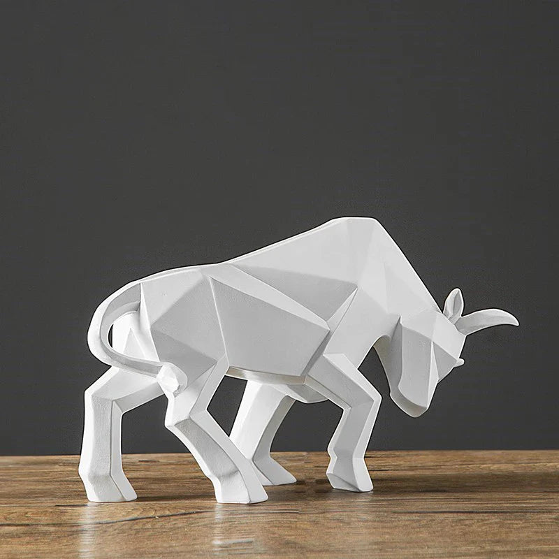 YuryFvna Morden Geometrische Stier-Statue, Ornament, Café, Rinderskulpturen, Tierfiguren, abstrakte Hotel-Heimdekoration