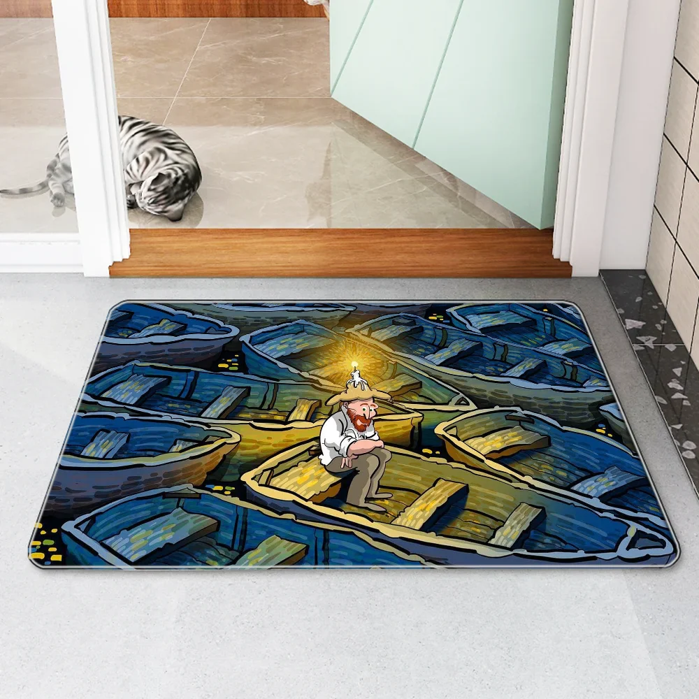 Fußmatte, Van Gogh, Nachttischmatte, Küchenteppich, Heim-Fußmatten, Eingangstür-Teppiche, Gebetsteppich, Fußmatten, Fußbad, Badezimmer-Dekoration