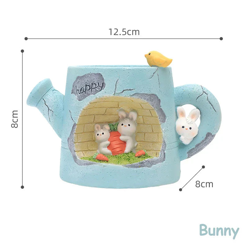 Frendorf | BloomBuddy Gießkanne Pflanztopf | Tierisches Blumentopf-Ornament für Sukkulenten & Pflanzen | Feengarten & Tischdekoration