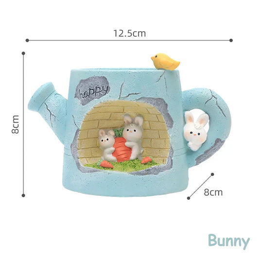 Frendorf | BloomBuddy Gießkanne Pflanztopf | Tierisches Blumentopf-Ornament für Sukkulenten & Pflanzen | Feengarten & Tischdekoration