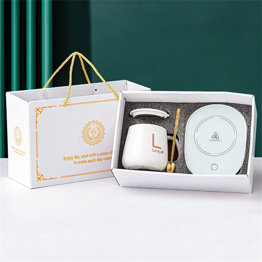 Frendorf | ThermoGlow Smart Becher Set mit Keramikheizung | Tassenwärmer | Elektrischer Untersetzer für Kaffee & Tee