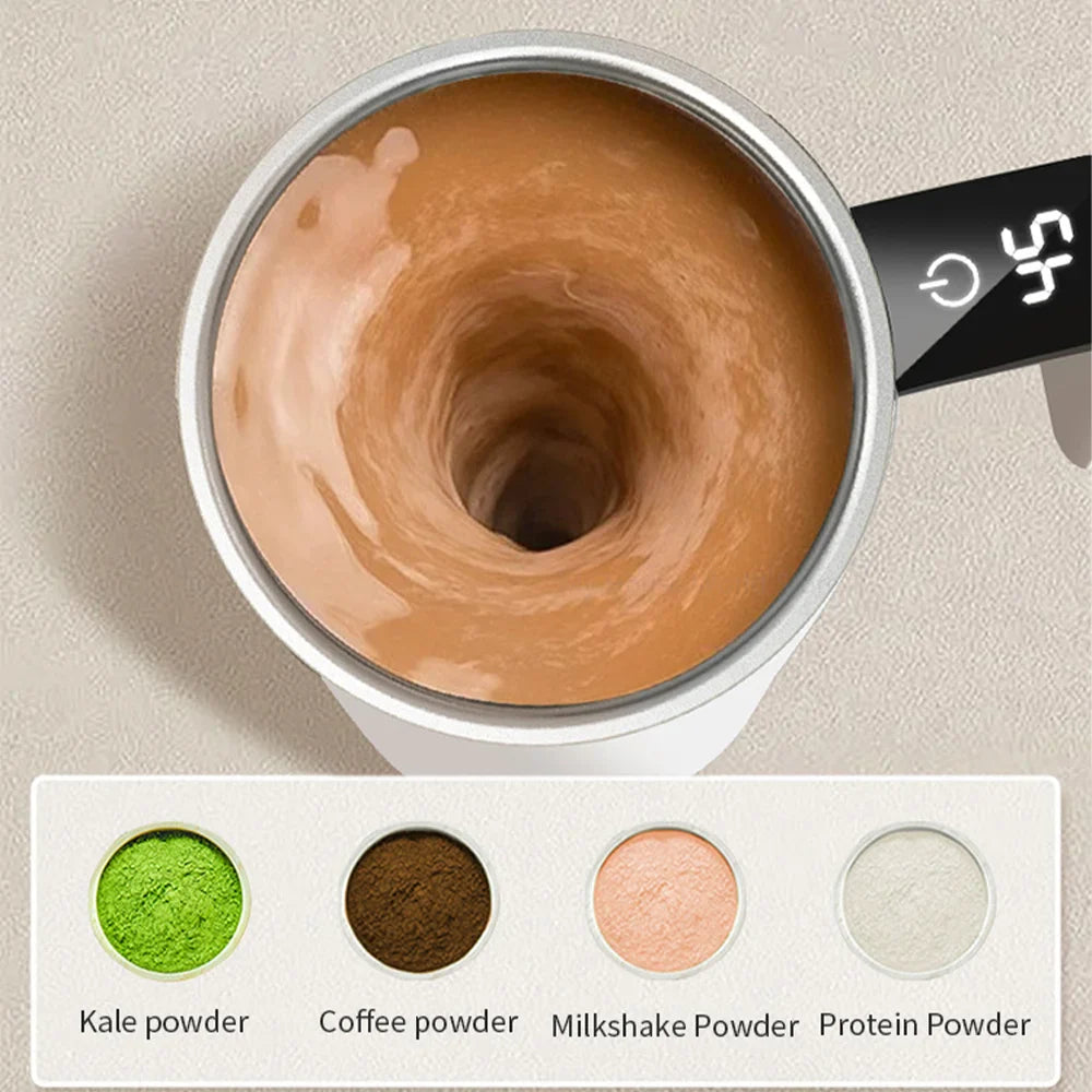 Automatischer, selbstrührender Magnetbecher aus Edelstahl 304 mit LCD-Display, Kaffee, Milch, Saft, Rührbecher, intelligente Thermobecher
