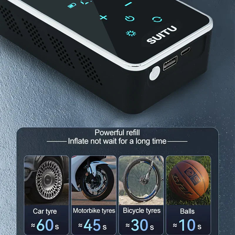 Frendorf | Electric Tire Inflator – Tragbare elektrische Luftpumpe mit Touchscreen & 150psi Druck