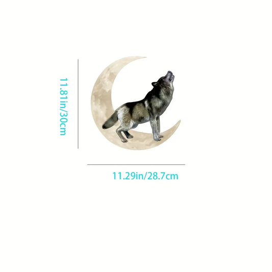 Deco Wolf on Moon Metall Zuhause Kunst Wandaufkleber Wohnzimmer Außenbereich Zuhause Schlafzimmer Metall Wanddekoration Hintergrund Me