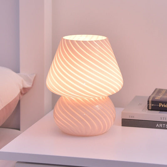 LED-Schreibtischlampe in Pilzform aus Glas