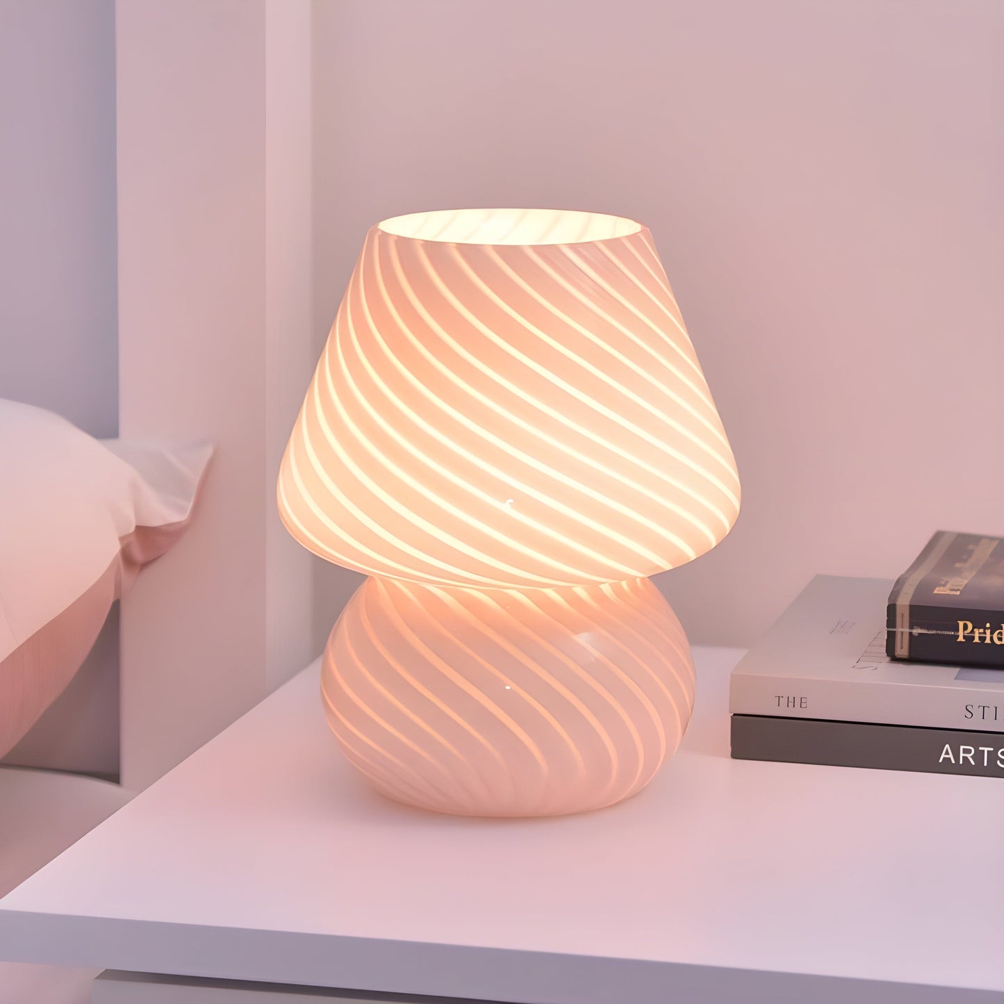 Ätherisch Glow - Kleine Glaspilz-Tischlampe
