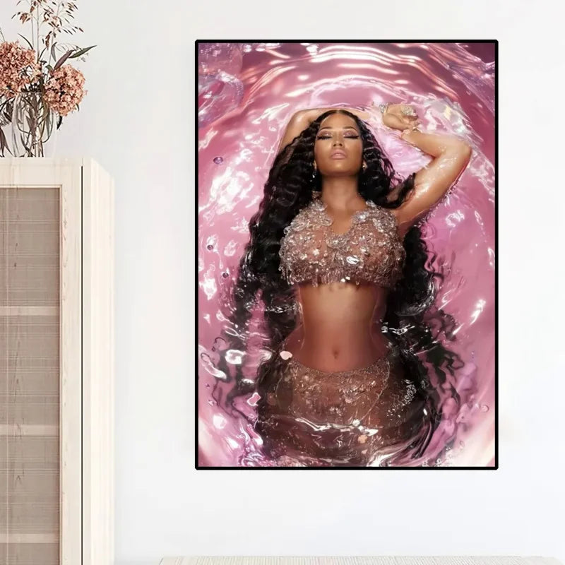 Moderne Pink Ästhetik Wandkunst Sängerin Nicki Mina HD Öl auf Leinwand Poster und Drucke Zuhause Schlafzimmer Wohnzimmer Dekor Geschenke