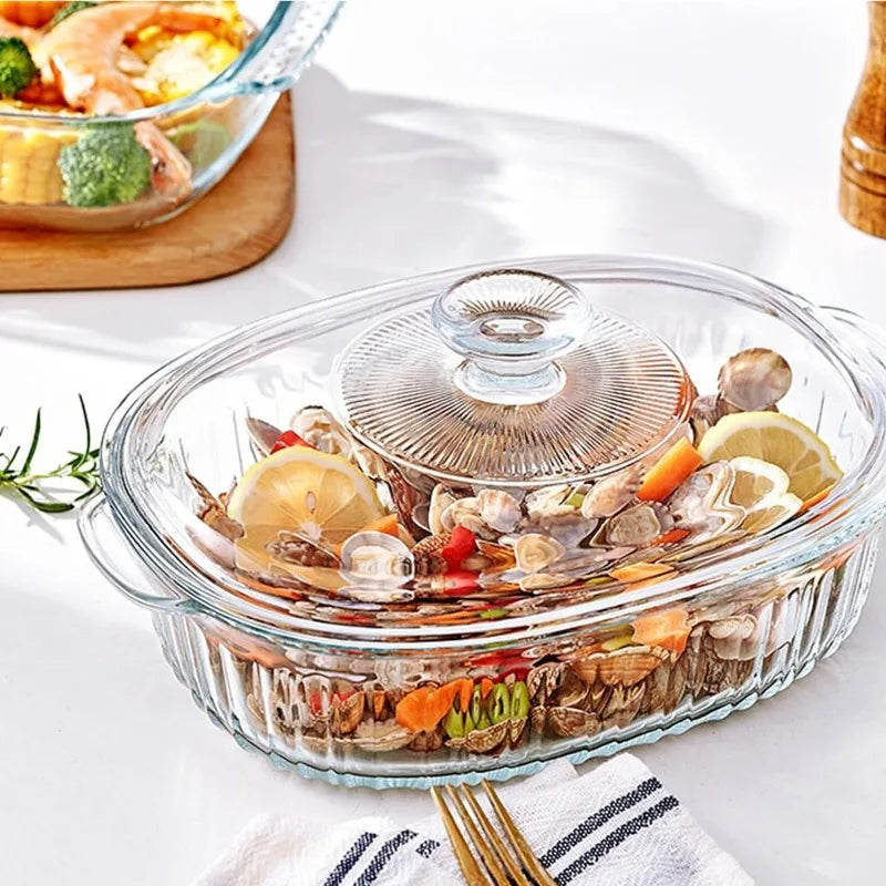 4-teilige Glas-Auflaufform, Set mit 2 Auflaufformen mit Glasdeckeln, 1,9 Qt und 3 Qt