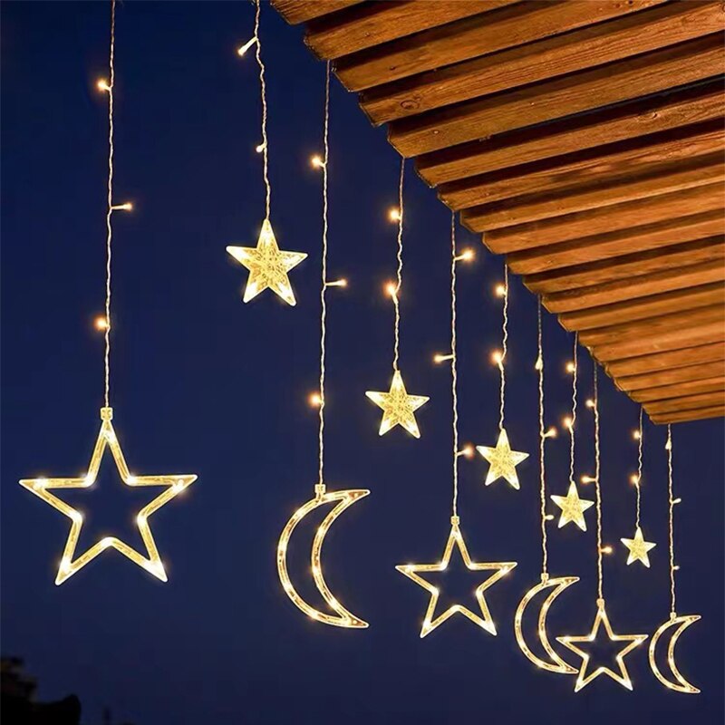 Solar Moon Star Lampe LED Lichterkette Dekoration