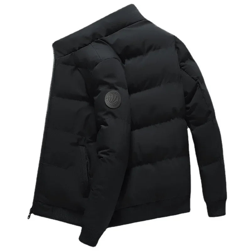 Frendorf | Winter Männer Dicke Baumwolle Daunenjacke Mode Herren Casual Stehkragen Parka Verdickte warme einfarbige Mäntel Windbreaker Outwear