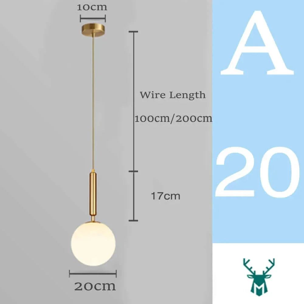 Mid-Century Modern Glas Ball Pendelleuchte