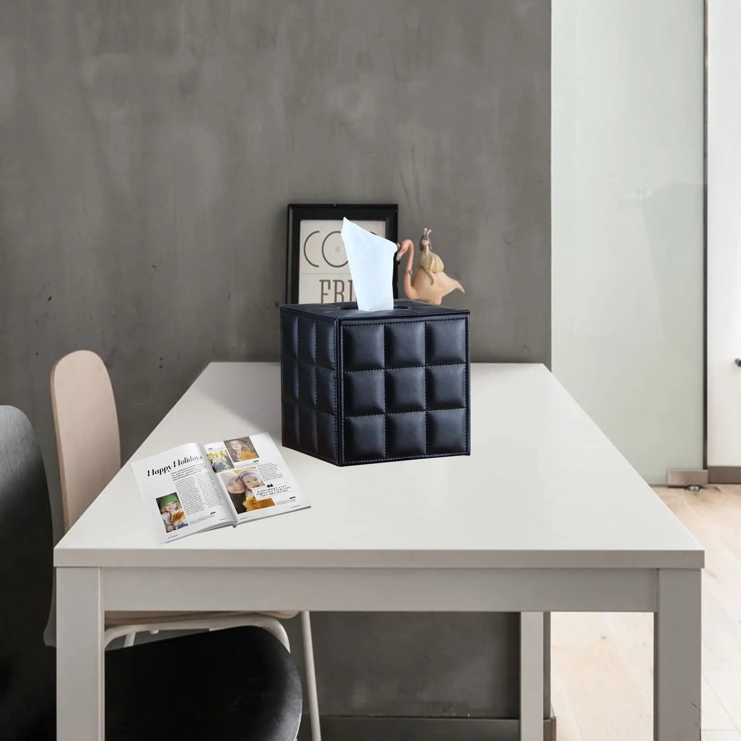 Moderner Taschentuchboxhalter Quadrat, Serviettenhalter Pumppapier Fallspender, Gesichtstuchboxabdeckung für Zuhause Badezimmer Bürotisch