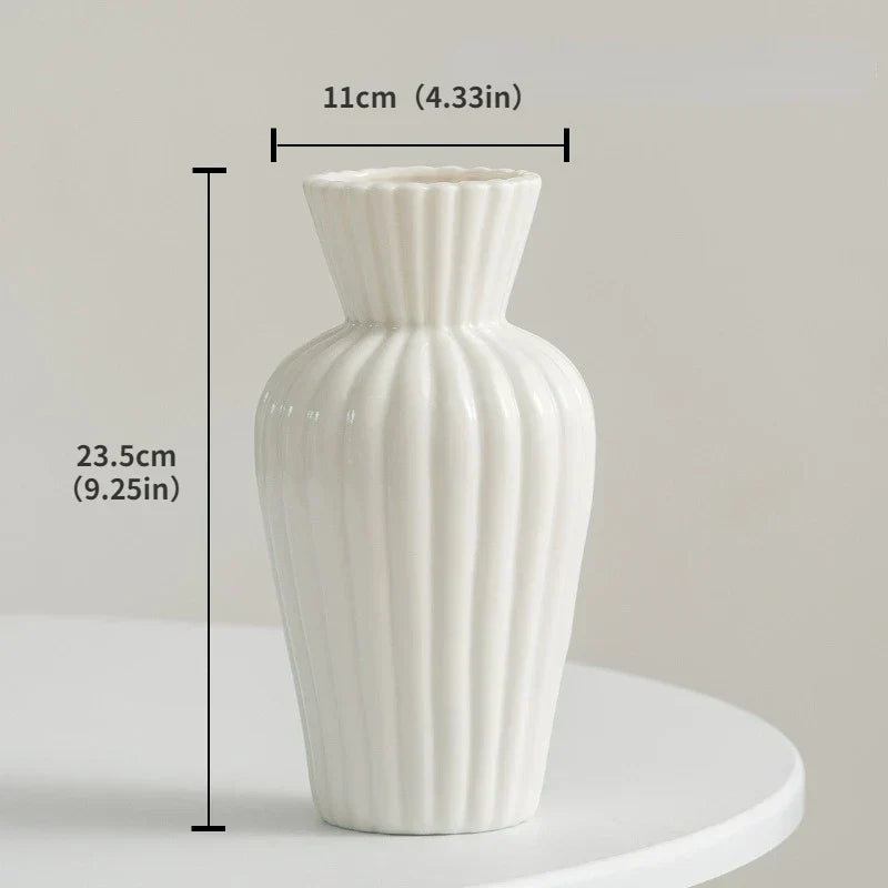 Frendorf | Vasea Nordic Große Keramikvase | Minimalistische Trockenblumenvase | Tisch- & Wohnzimmereinrichtung für Blumenarrangements