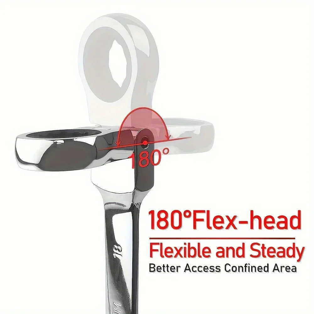 Frendorf | 12-teiliges Flexkopf-Ratschenschlüsselset - Chrom-Vanadium-Stahl