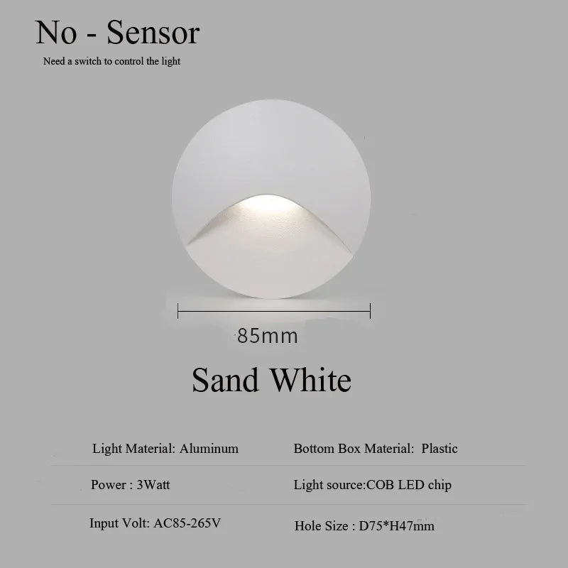 Moderne wasserdichte IP65 LED-Einbau-Wandlampe für Außenbeleuchtung - 3W eingebettete Stufen- & Treppenbalcony-Portalschlusslampe