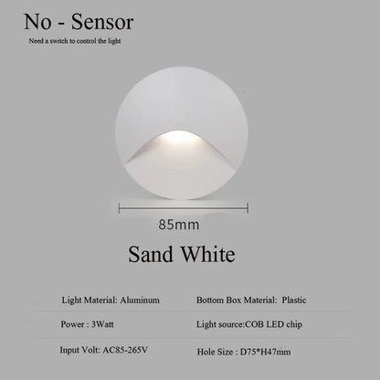 Moderne wasserdichte IP65 LED-Einbau-Wandlampe für Außenbeleuchtung - 3W eingebettete Stufen- & Treppenbalcony-Portalschlusslampe