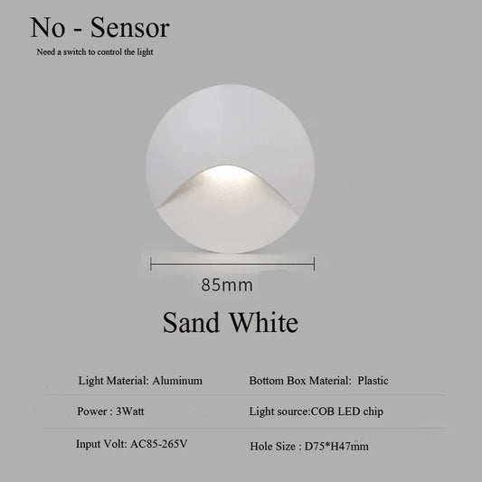 Moderne wasserdichte IP65 LED-Einbau-Wandlampe für Außenbeleuchtung - 3W eingebettete Stufen- & Treppenbalcony-Portalschlusslampe