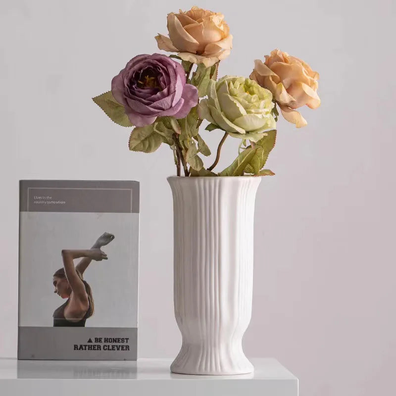 Frendorf | Vasea Nordic Große Keramikvase | Minimalistische Trockenblumenvase | Tisch- & Wohnzimmereinrichtung für Blumenarrangements