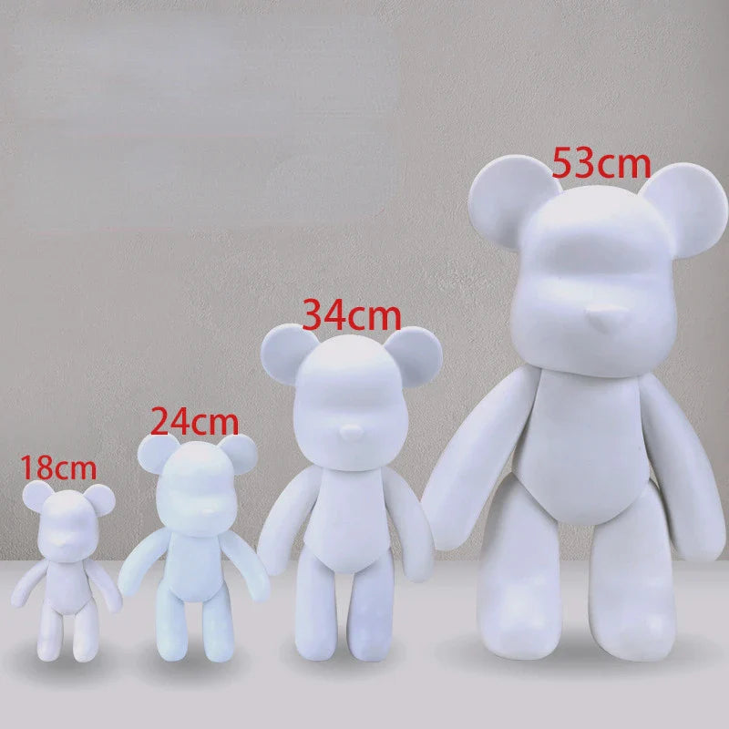 Graffiti Painted Fluid Violent Bear White Body Ornaments DIY Handmade Personalized Model Home Desktop Decoration Accessories New