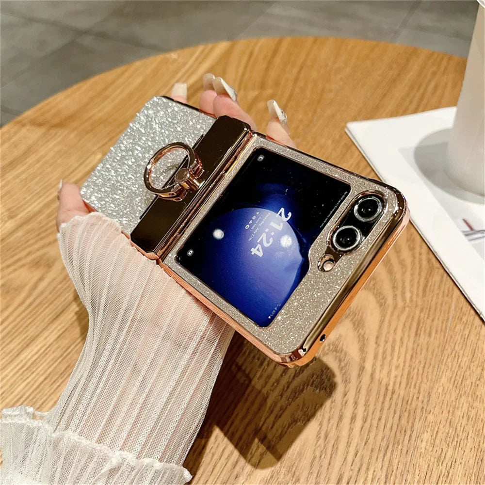 Frendorf | Gradient Glitter Diamond Samsung Z Flip Ring Halter Hülle
