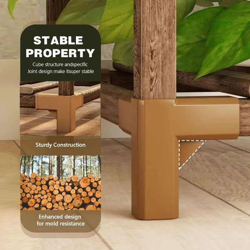 Frendorf | Carbonisiertes Holz Pflanzenständer Innen Außen Platzsparendes Design