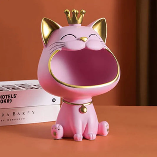 Fortune Crown Big Mouth Cat Eingang Schlüsselablage Dekoratives Ornament, Licht Luxus Einweihungsgeschenk Skulptur