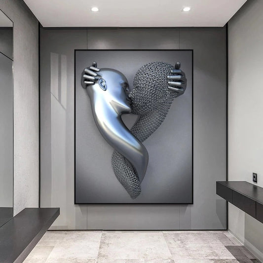 Metallfigur Skulptur Kunst Leinwandmalerei Romantisches Abstract Poster und Druck Wandkunst Bild Moderne Wohnzimmer Wohnung Dekoration