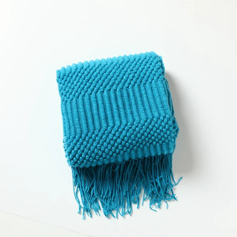 Gemütliche lila Diamant Strickdecke